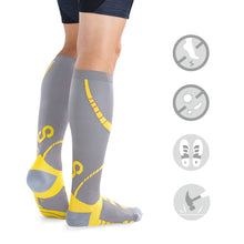 Load image into Gallery viewer, BRACOO LS72 Shielder Compression Socks Graduated Compression (Gray/Yellow)
